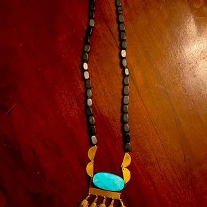 Anthropologie David Aubrey turquoise statement 18 inch necklace NWT
